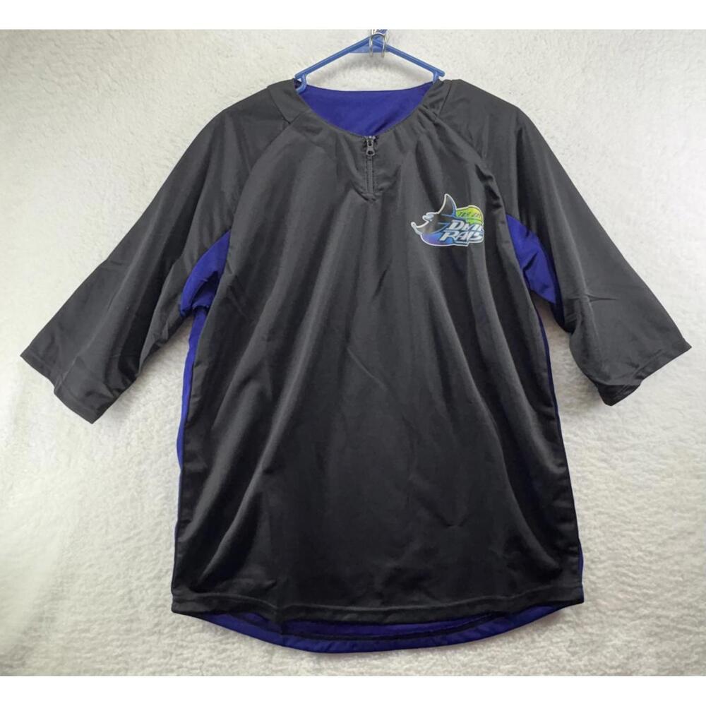 Tampa Bay Devil Rays 1/4 Zip Mens Black/Blue Match-Up Shirt Size Medium